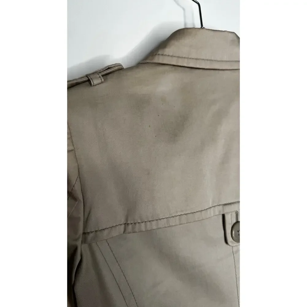 2008 Banana Republic Classic Khaki Cotton Trench Coat Belted Petite XS